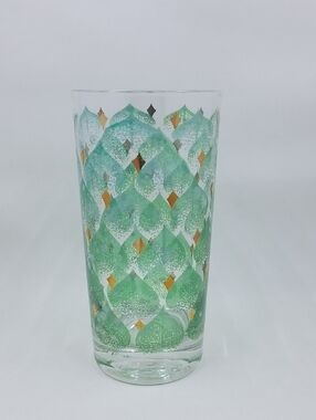 [FRED PRESS] Green Leaf And Gold Diamond Highball Glass